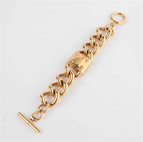 Michael Kors MK Gold Motif Padlock toggle Bracelet New In Box 